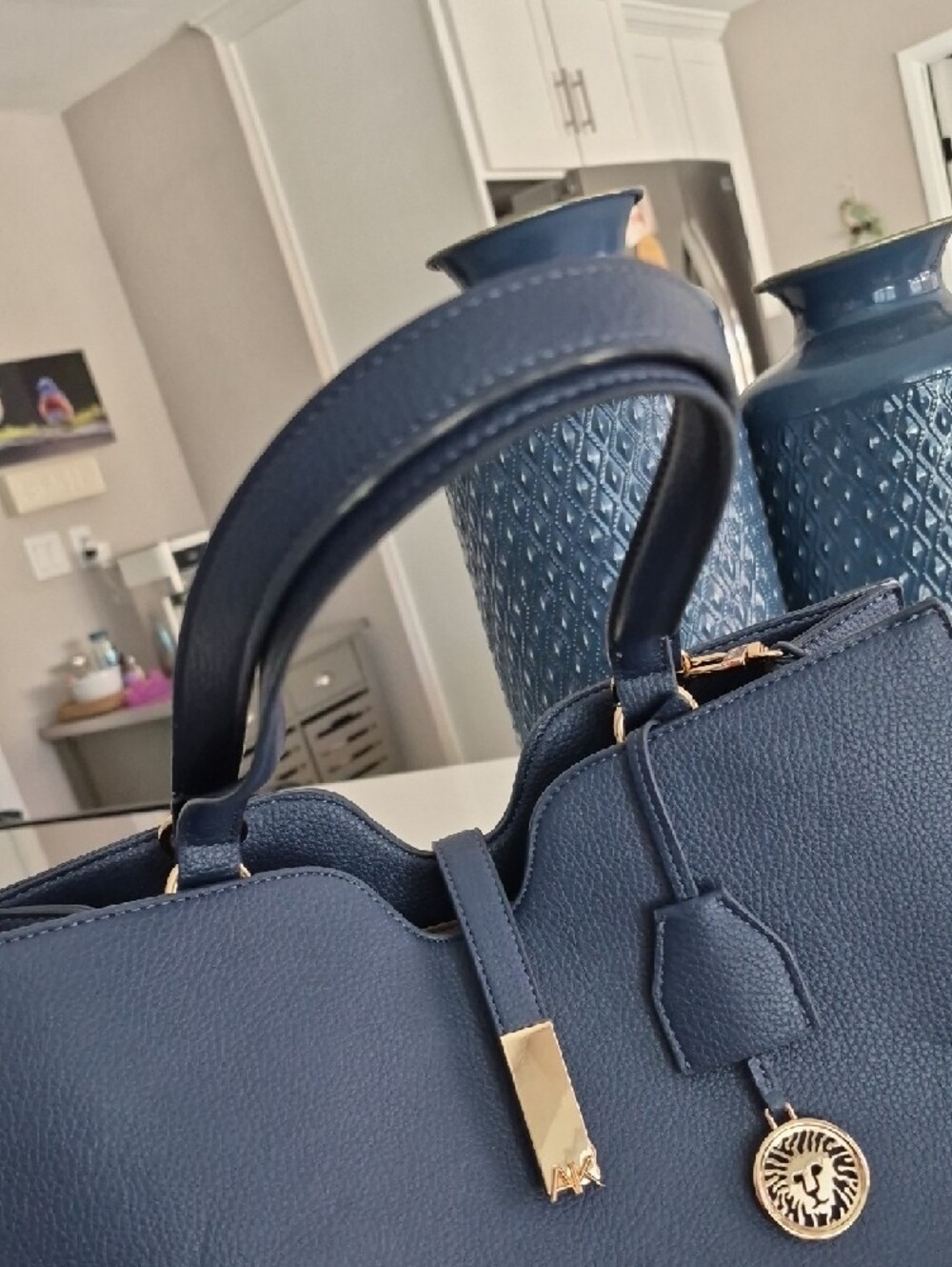 Michael Kors Navy Satchel with Gold-Tone Charm - Picture 3 of 9